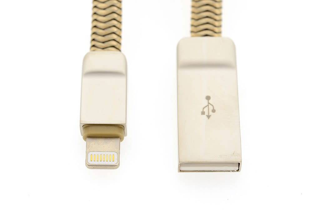 LDNIO braided lightning USB Kabel 1m - Goud