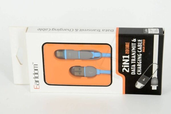 Imitatie 2 in 1 USB Kabel - Blauw Imitatie 2 in 1 USB Kabel - Blauw