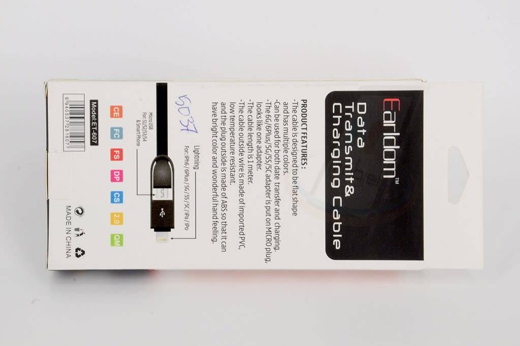 Earldom 2 in 1 datakabel - Wit