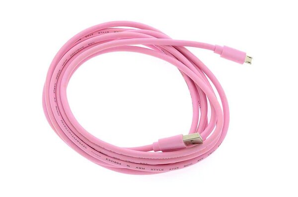 Micro USB 3 m datakabel - Roze Micro USB 3 m datakabel - Roze