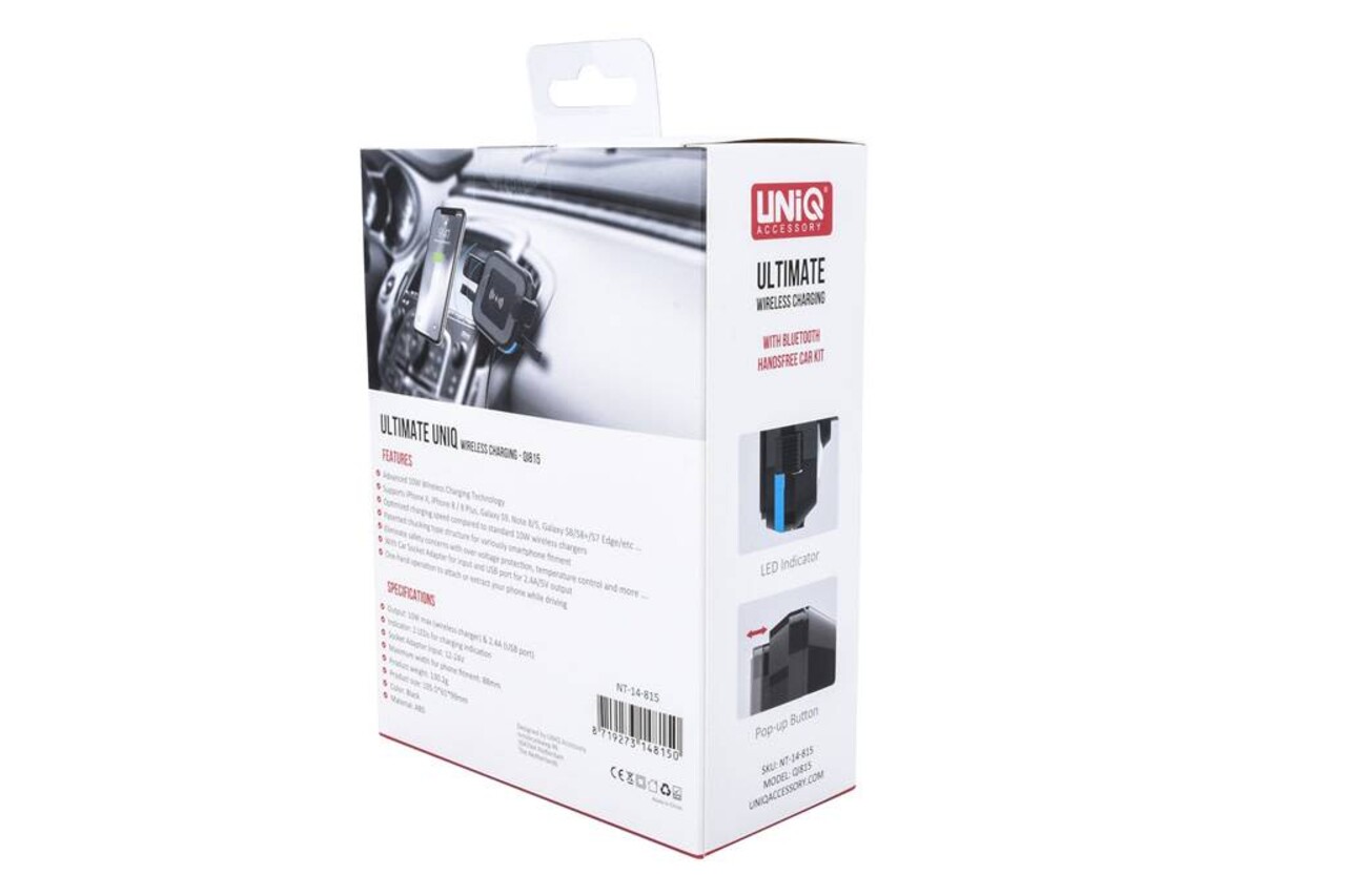 UNIQ Accessory UNIQ Autohouder +  Draadloze Oplader - Black