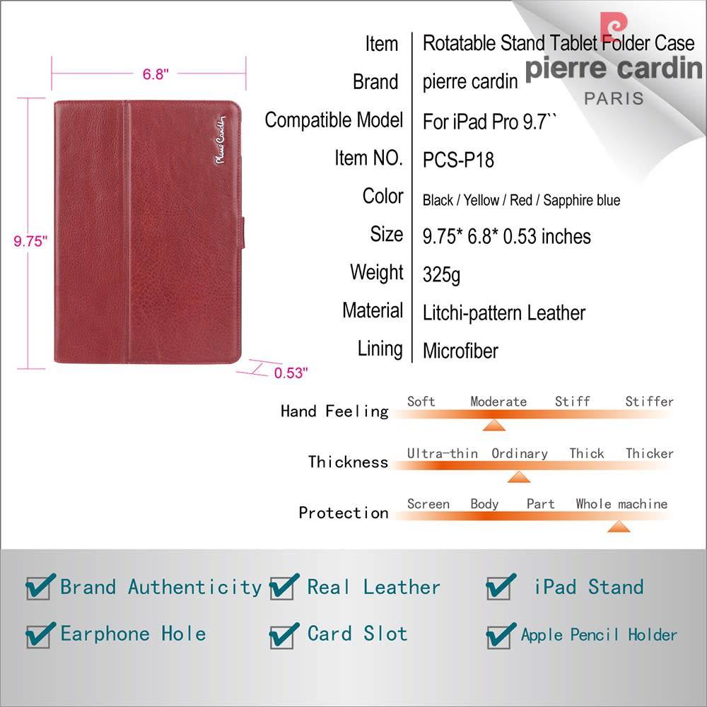 Pierre Cardin Pierre Cardin Apple Zwart Book Case hoesje iPad Pro 9.7 (2016)- Smart Case - Tablethoes, foto 6 van 6