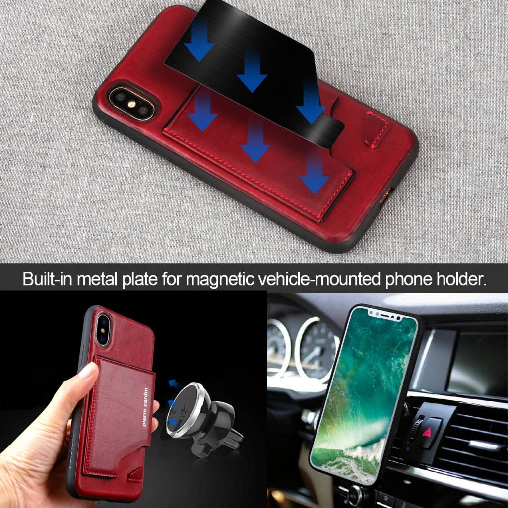 Pierre Cardin Pierre Cardin Backcover voor Apple iPhone X-Xs - Rood, foto 3 van 5
