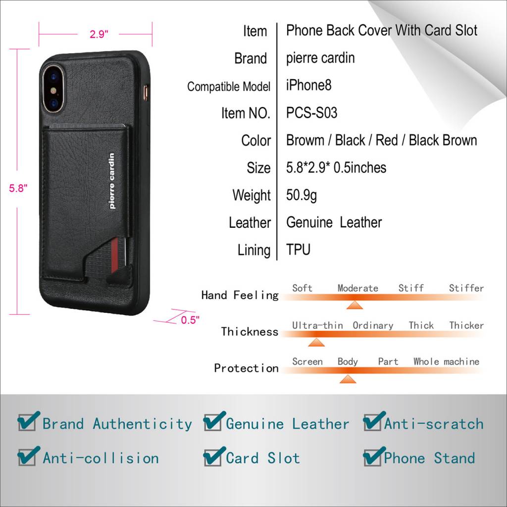Pierre Cardin Pierre Cardin Backcover voor Apple iPhone X-Xs - Rood, foto 5 van 5