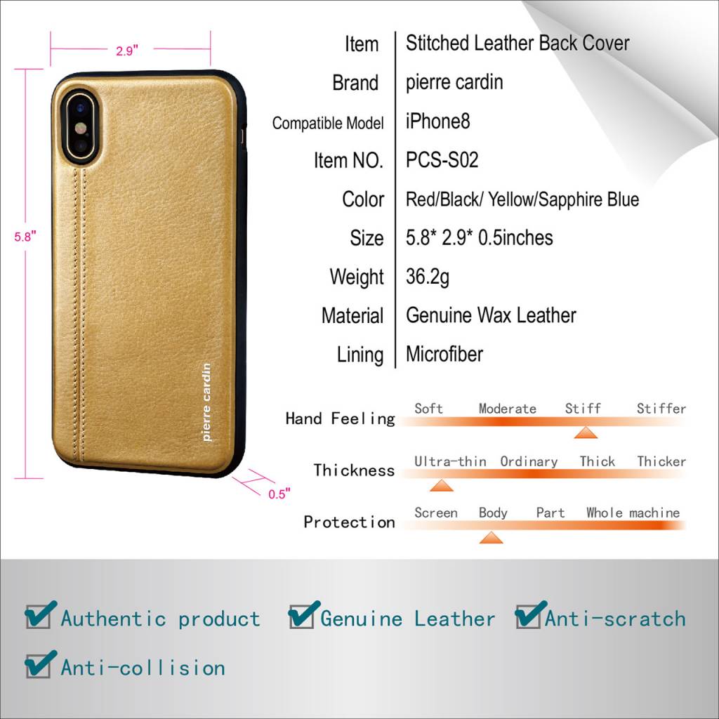 Pierre Cardin Pierre Cardin Backcover voor Apple iPhone X-Xs - Sapphire Blauw, foto 3 van 6