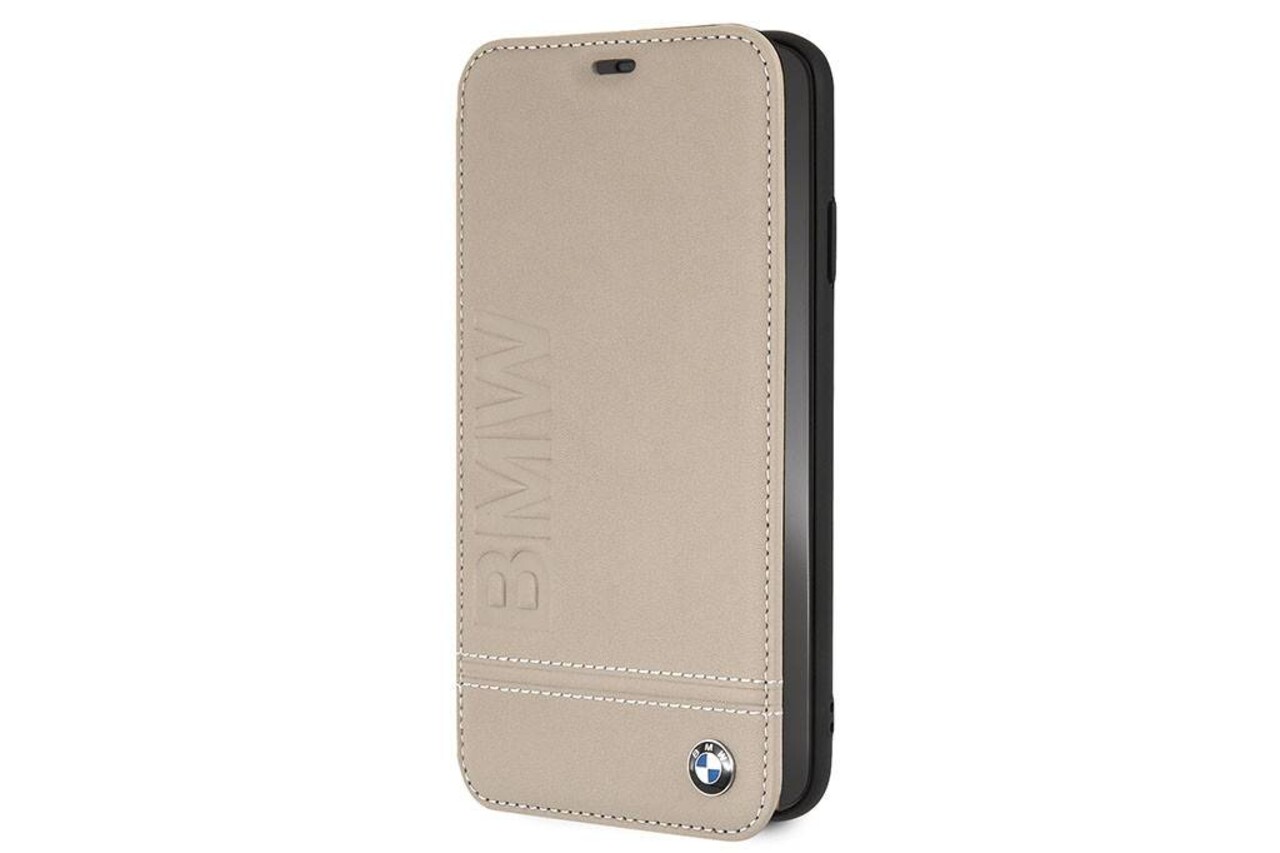 BMW BMW Beige iPhone Xs Max - Book Case - Stijlvol - Leer - Met pashouder BMW BMW Beige iPhone Xs Max - Book Case - Stijlvol - Leer - Met pashouder