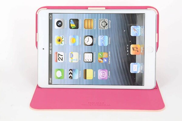 Apple iPad Mini 2-3 Roze Smart Case - Book Case Tablethoes Apple iPad Mini 2-3 Roze Smart Case - Book Case Tablethoes