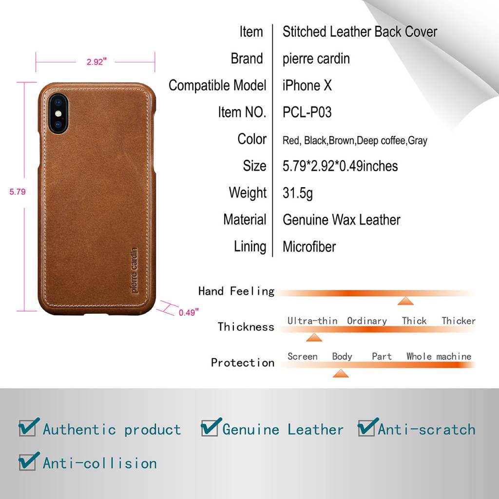 Pierre Cardin Pierre Cardin Apple iPhone X-Xs Backcover - Zwart, foto 6 van 6