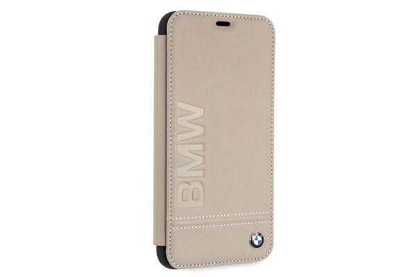 BMW BMW Beige iPhone Xs Max - Book Case - Stijlvol - Leer - Met pashouder BMW BMW Beige iPhone Xs Max - Book Case - Stijlvol - Leer - Met pashouder
