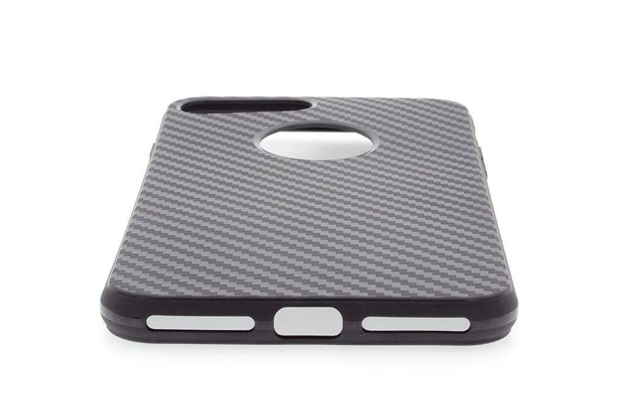 Luxury Carbon Fiber Silicone Slim Line Back Case Shock Absorbing Bumper Protective Case Cover for Apple iPhone 7-8 Plus Zwart