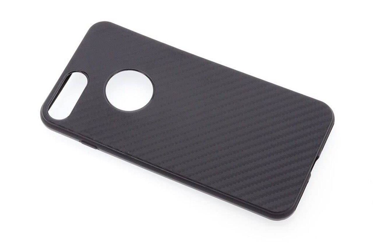 Luxury Carbon Fiber Silicone Slim Line Back Case Shock Absorbing Bumper Protective Case Cover for Apple iPhone 7-8 Plus Zwart
