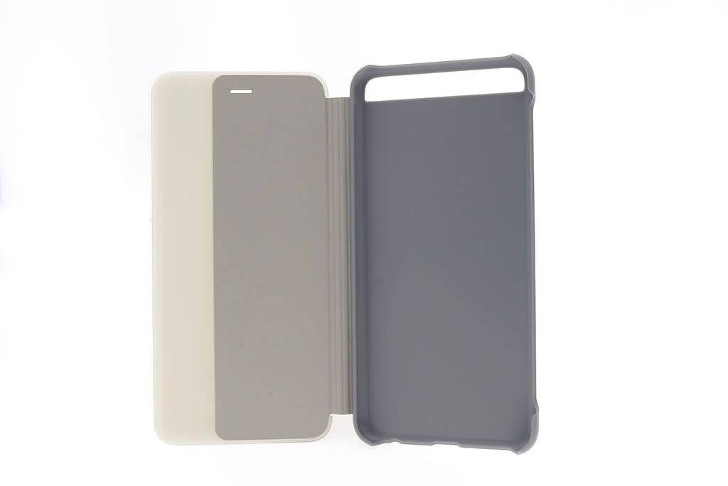 Huawei P10 Pasjeshouder Zilver Booktype hoesje - Magneetsluiting - Kunststof;TPU