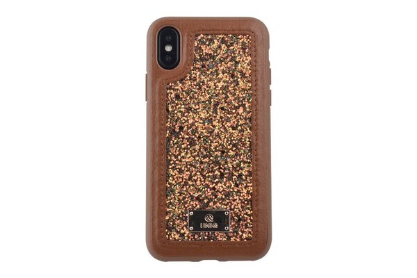UNIQ Accessory UNIQ Accessory Hard Case glitter leren backcover voor iPhone Xs - Bruin UNIQ Accessory UNIQ Accessory Hard Case glitter leren backcover voor iPhone Xs - Bruin
