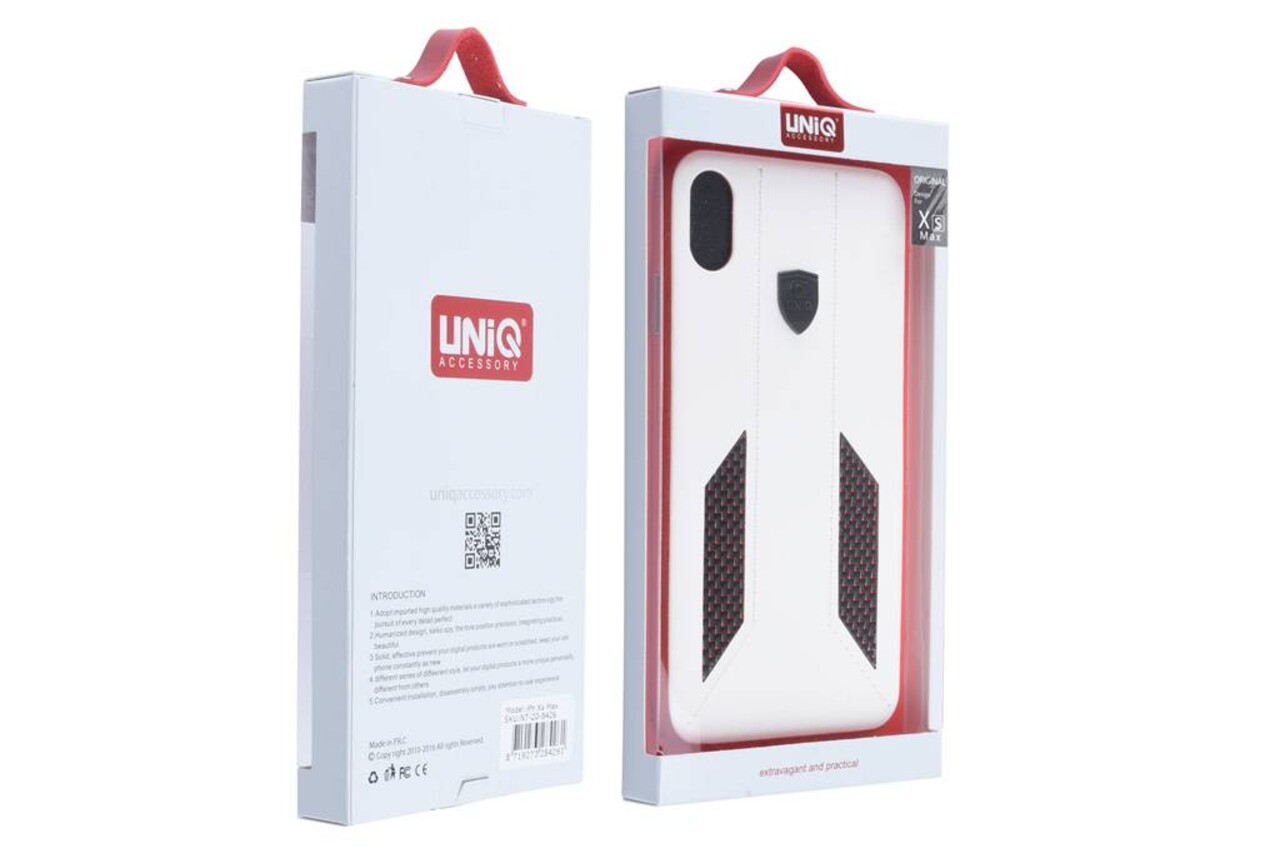 UNIQ Accessory UNIQ Accessory iPhone Xs Max Kunstleer Hard Case Back cover - Wit UNIQ Accessory UNIQ Accessory iPhone Xs Max Kunstleer Hard Case Back cover - Wit