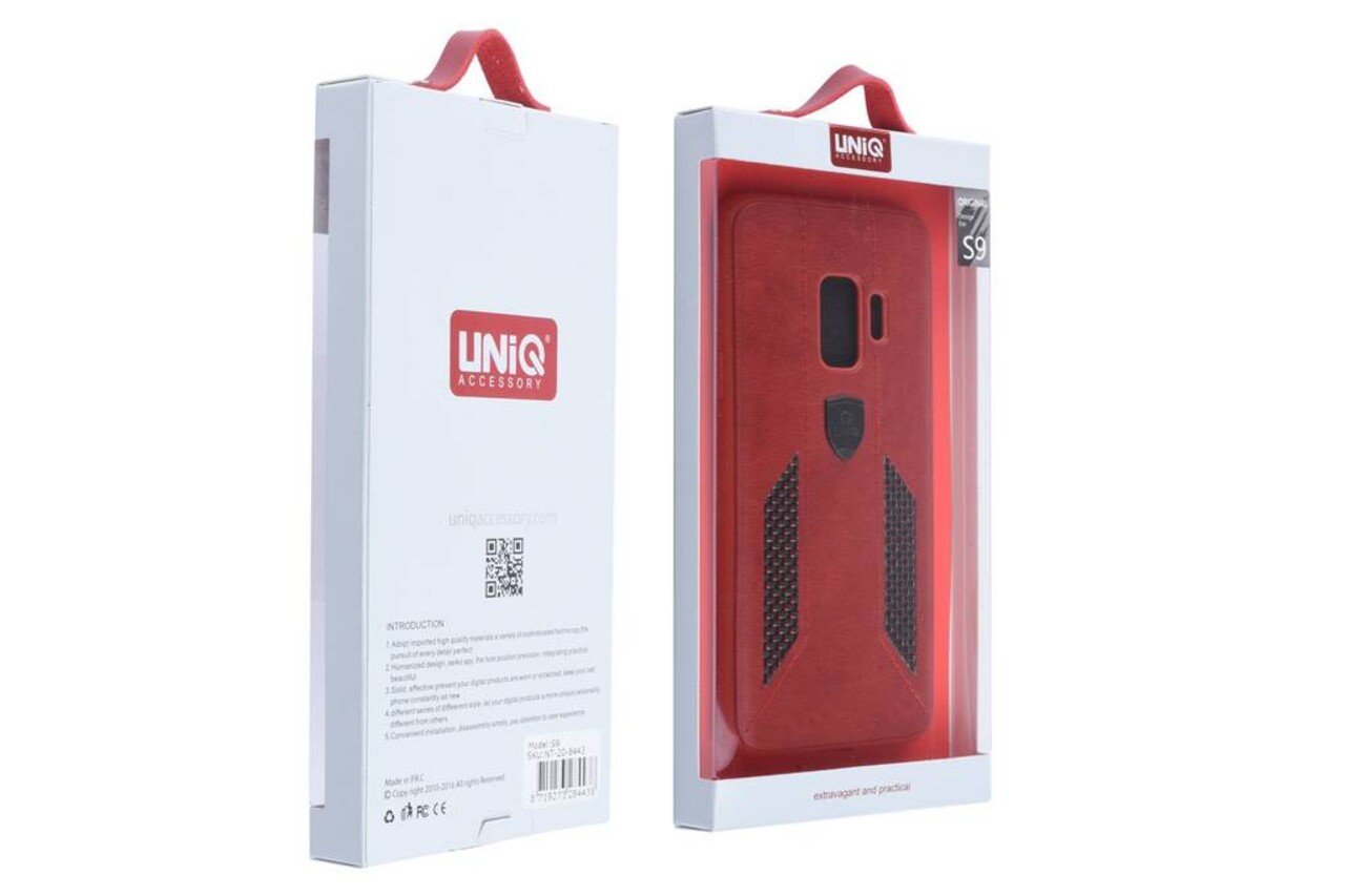 UNIQ Accessory UNIQ Accessory Galaxy S9 Kunstleer Hard Case Back cover - Rood UNIQ Accessory UNIQ Accessory Galaxy S9 Kunstleer Hard Case Back cover - Rood
