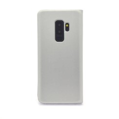 Samsung Galaxy S9+ Kartenhalter Silber Book-Case hul -Magnetverschluss - Kunststof;TPU