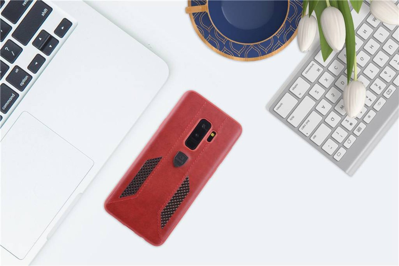 UNIQ Accessory UNIQ Accessory Galaxy S9 Plus Kunstleer Hard Case Back cover - Rood UNIQ Accessory UNIQ Accessory Galaxy S9 Plus Kunstleer Hard Case Back cover - Rood