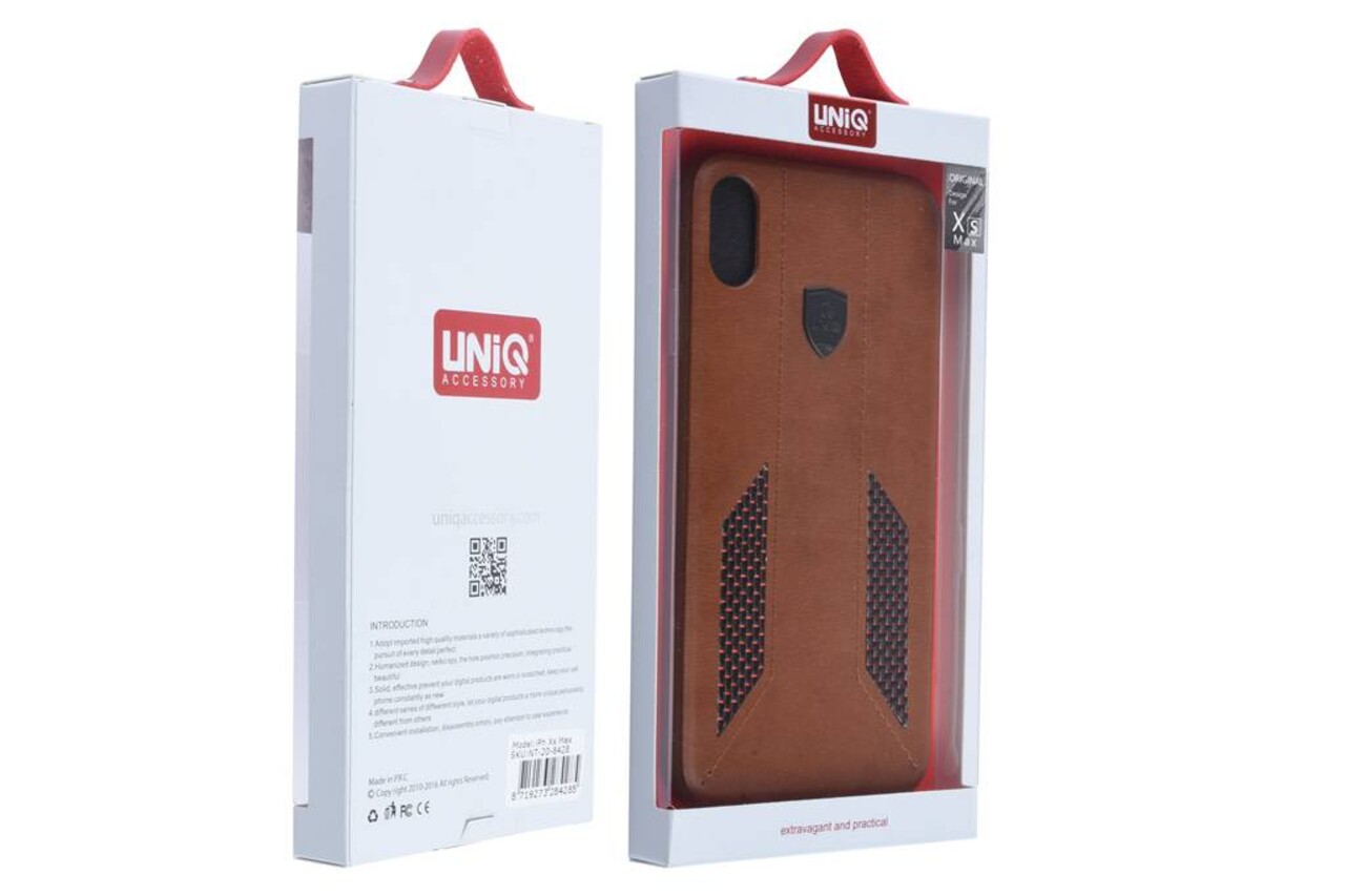 UNIQ Accessory UNIQ Accessory iPhone Xs Max Kunstleer Hard Case Back cover - Bruin UNIQ Accessory UNIQ Accessory iPhone Xs Max Kunstleer Hard Case Back cover - Bruin