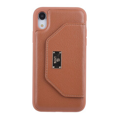 UNIQ Accessory iPhone XR Kunstleer portemonnee Hard Case Back cover - Bruin