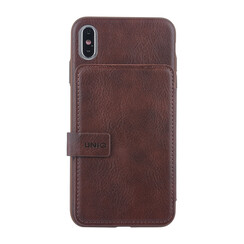 UNIQ Accessory iPhone X-Xs Kunstleer Backcover hoesje met clip pasjeshouder - Bruin