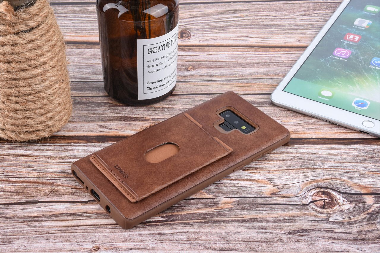 UNIQ Accessory UNIQ Accessory Galaxy Note 9 Kunstleer Backcover hoesje met portemonnee - Bruin UNIQ Accessory UNIQ Accessory Galaxy Note 9 Kunstleer Backcover hoesje met portemonnee - Bruin