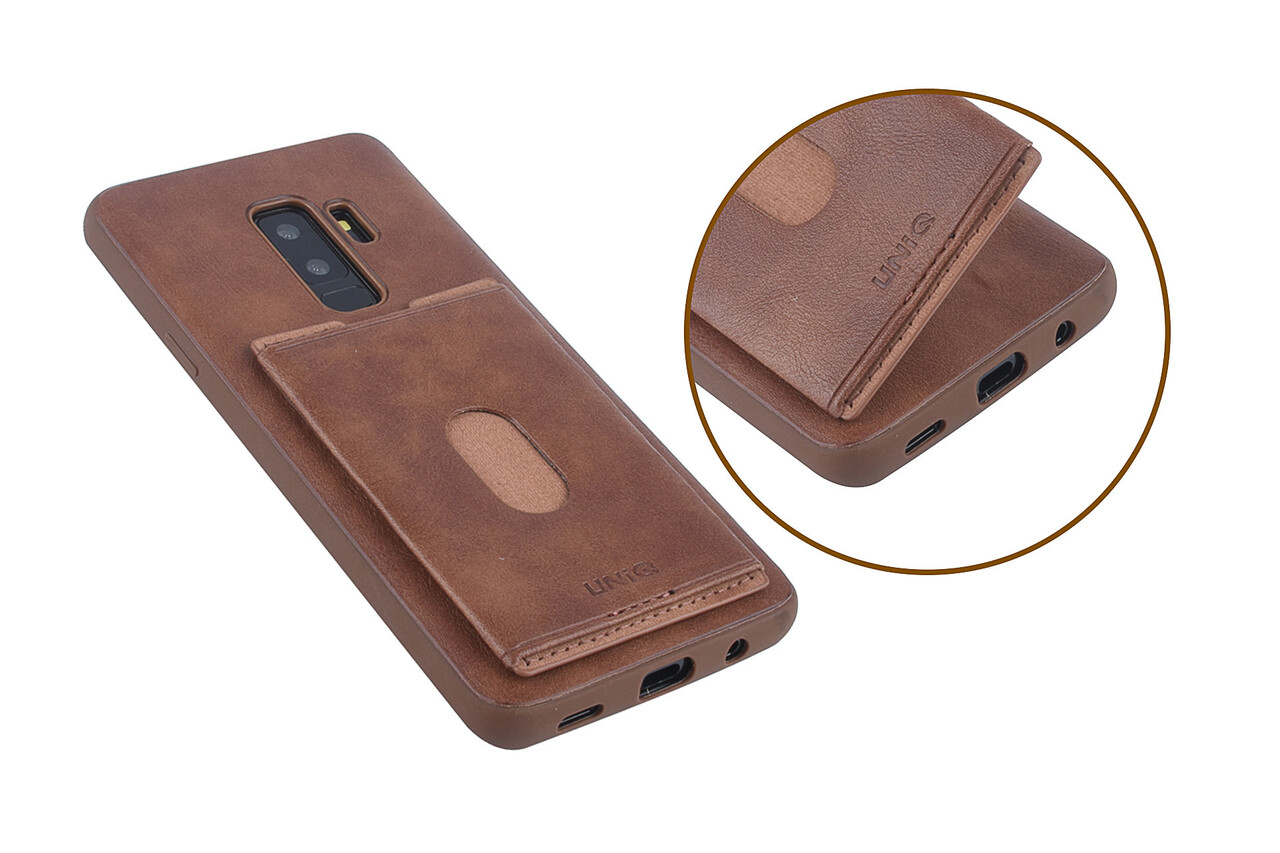 UNIQ Accessory UNIQ Accessory Galaxy S9 Plus Kunstleer Backcover hoesje met portemonnee - Bruin UNIQ Accessory UNIQ Accessory Galaxy S9 Plus Kunstleer Backcover hoesje met portemonnee - Bruin