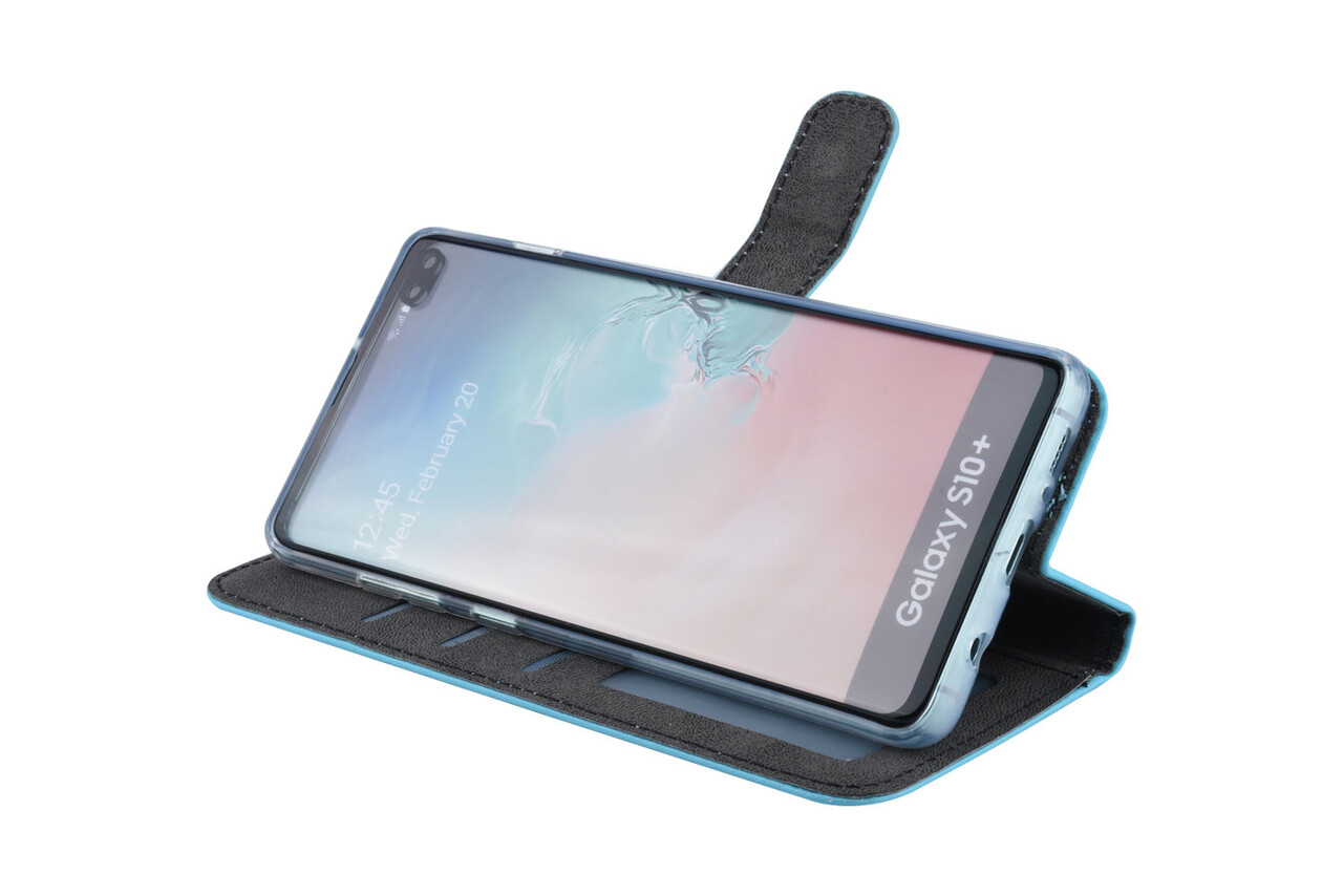 Samsung Galaxy S10+ Kartenhalter Blau Book-Case hul -Magnetverschluss - Kunststof;TPU Samsung Galaxy S10+ Kartenhalter Blau Book-Case hul -Magnetverschluss - Kunststof;TPU