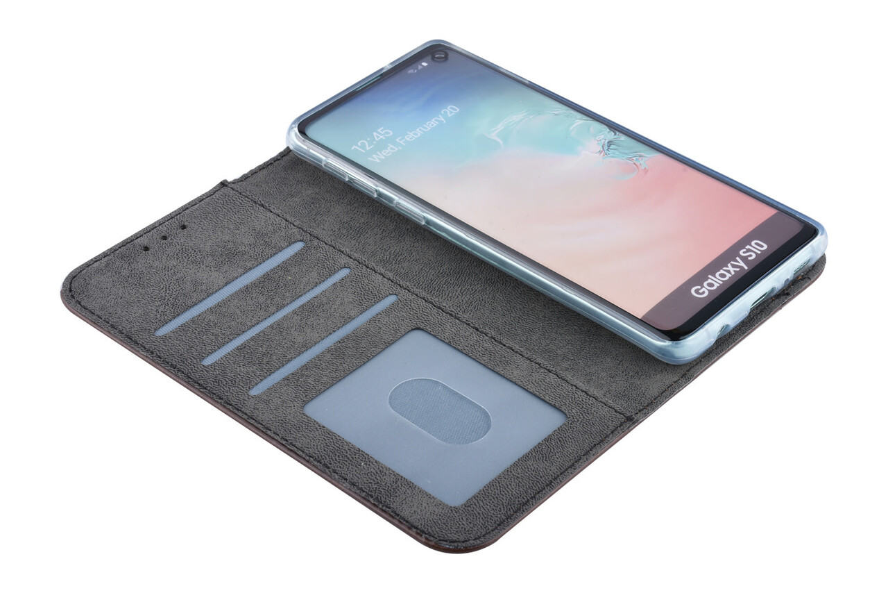 Bruin hoesje Samsung Galaxy S10 - Book Case - Pasjeshouder - Magneetsluiting Bruin hoesje Samsung Galaxy S10 - Book Case - Pasjeshouder - Magneetsluiting