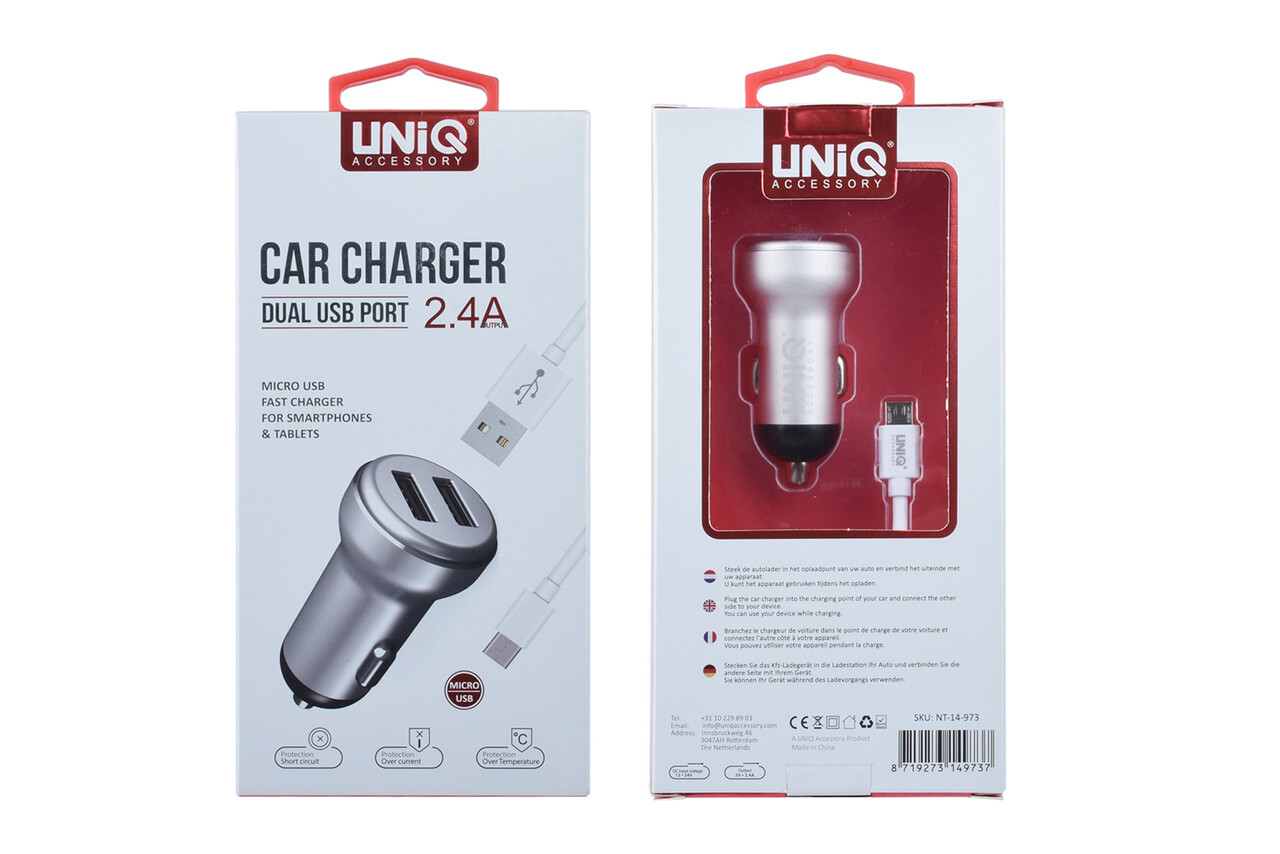 UNIQ Accessory UNIQ Accessory Car charger for Micro 2x USB - Silver UNIQ Accessory UNIQ Accessory Car charger for Micro 2x USB - Silver