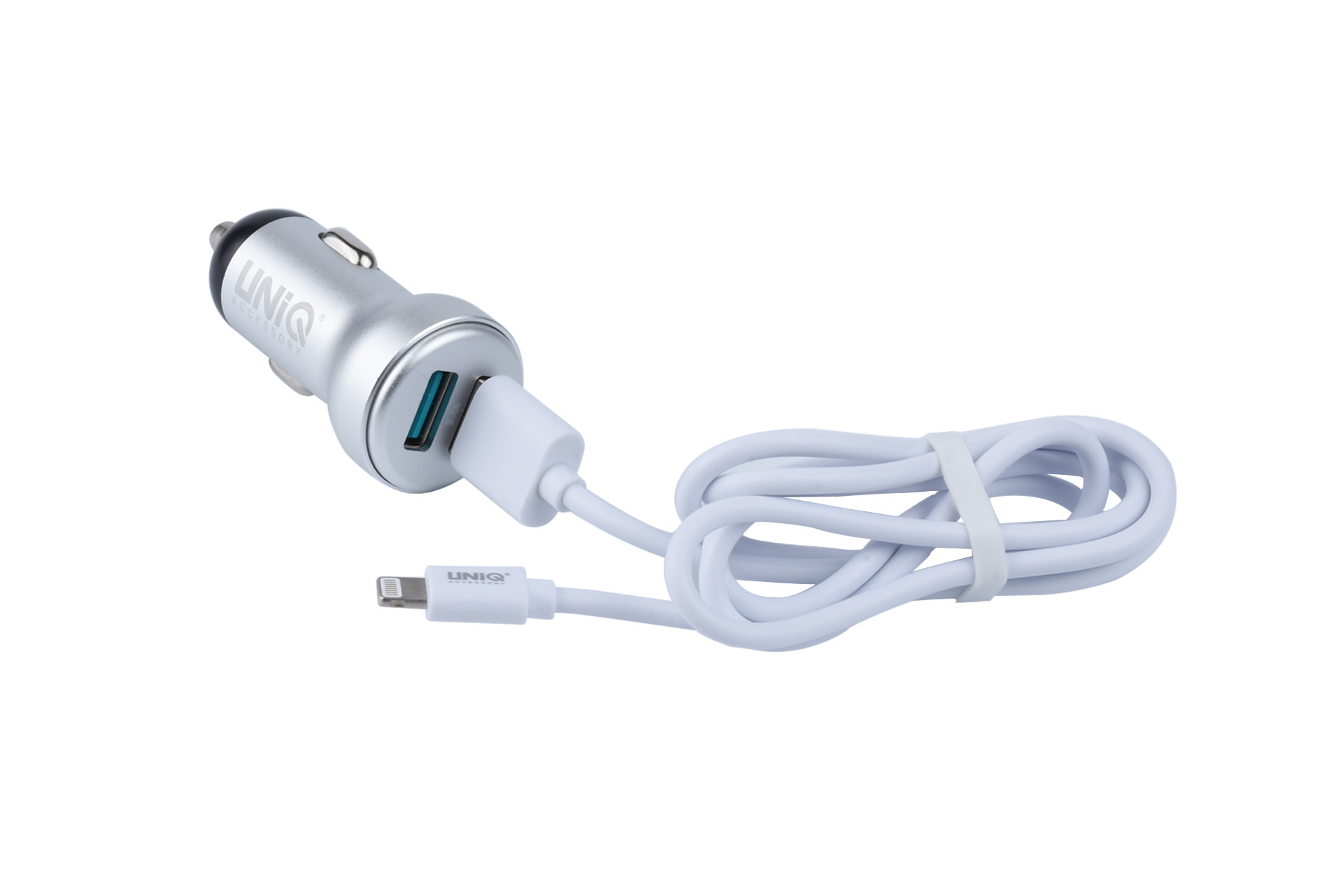 UNIQ Accessory UNIQ Accessory Autolader Apple Lightning met 2x USB - Zilver, foto 3 van 5