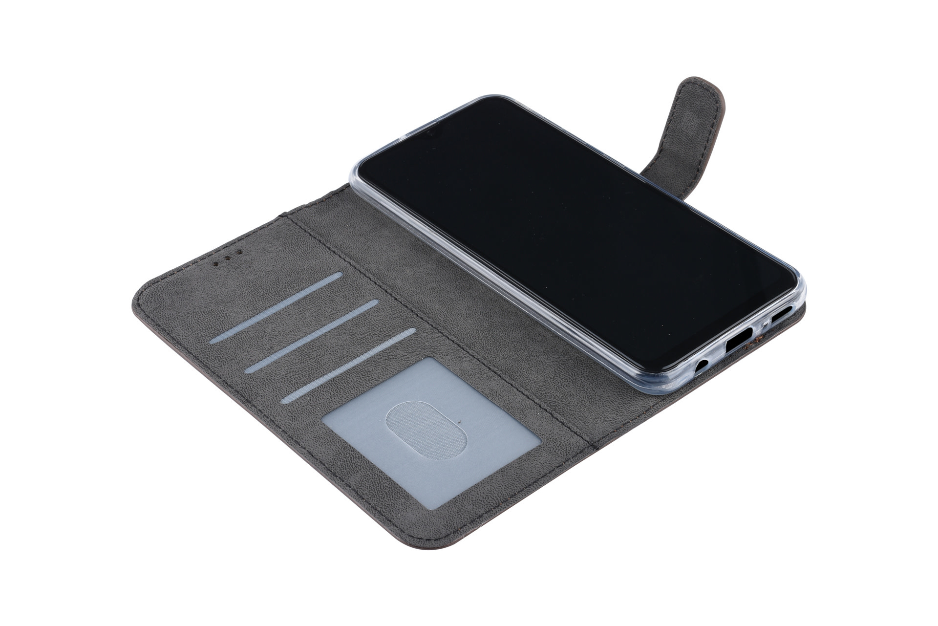 Bruin hoesje Samsung Galaxy A20 Book Case - Pasjeshouder - Magneetsluiting (A205F), foto 5 van 6