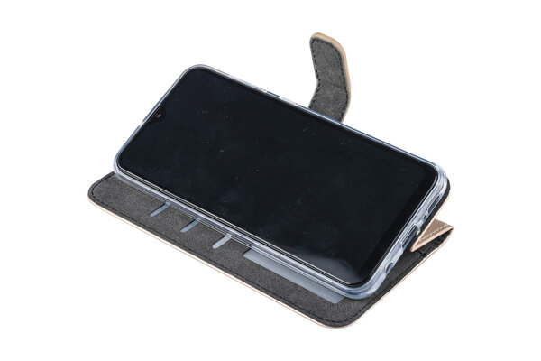 Samsung Galaxy A30 Kartenhalter Gold Book-Case hul -Magnetverschluss - Kunststof;TPU Samsung Galaxy A30 Kartenhalter Gold Book-Case hul -Magnetverschluss - Kunststof;TPU