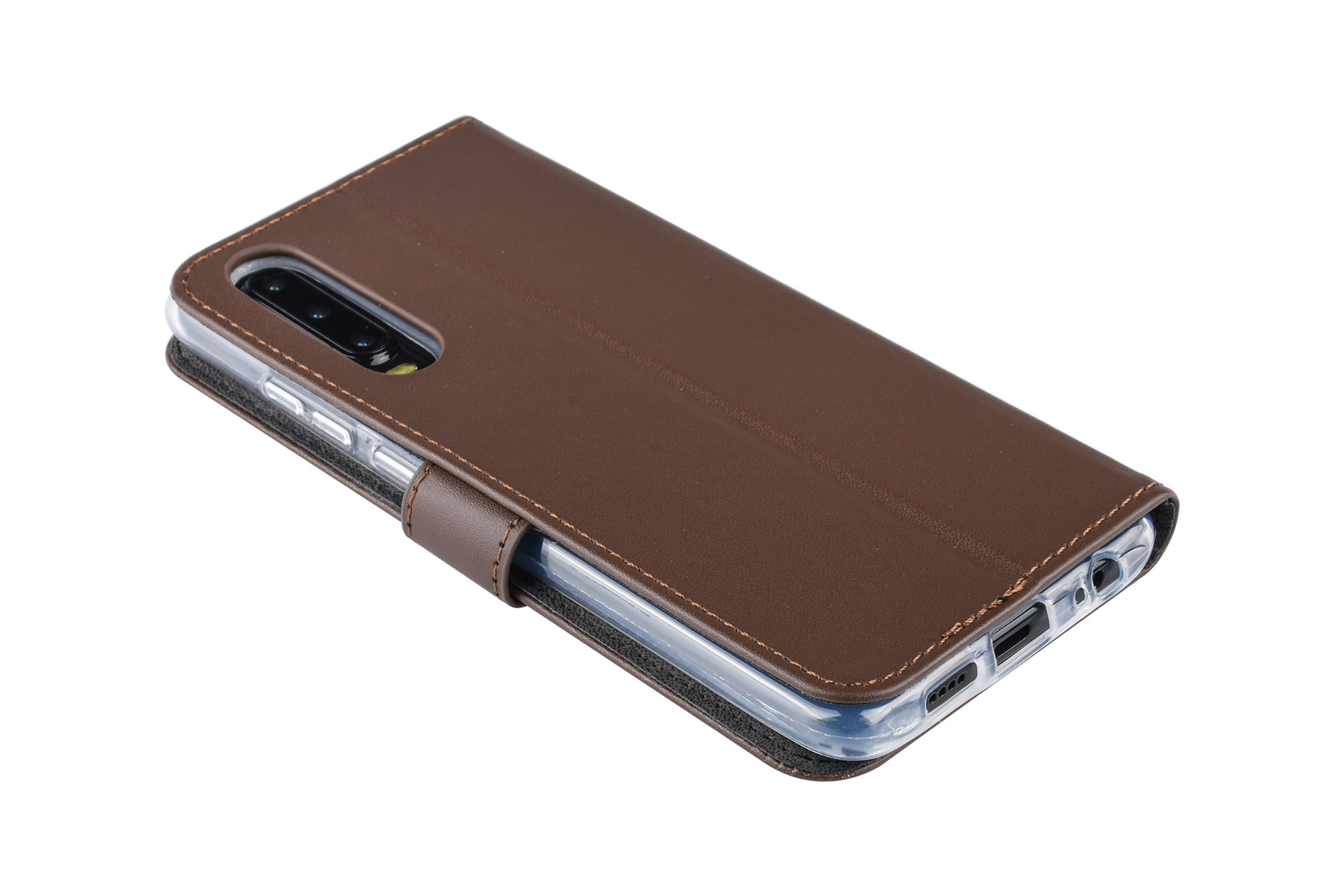 Huawei P30 Pasjeshouder Bruin Booktype hoesje - Magneetsluiting - Kunststof;TPU, foto 3 van 6