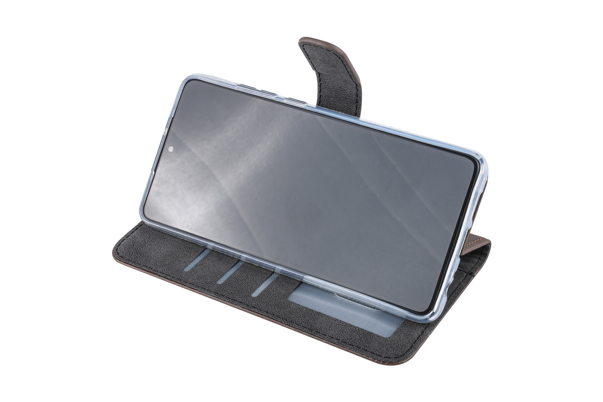 Huawei P30 Pro Pasjeshouder Bruin Booktype hoesje - Magneetsluiting - Kunststof;TPU, foto 5 van 6