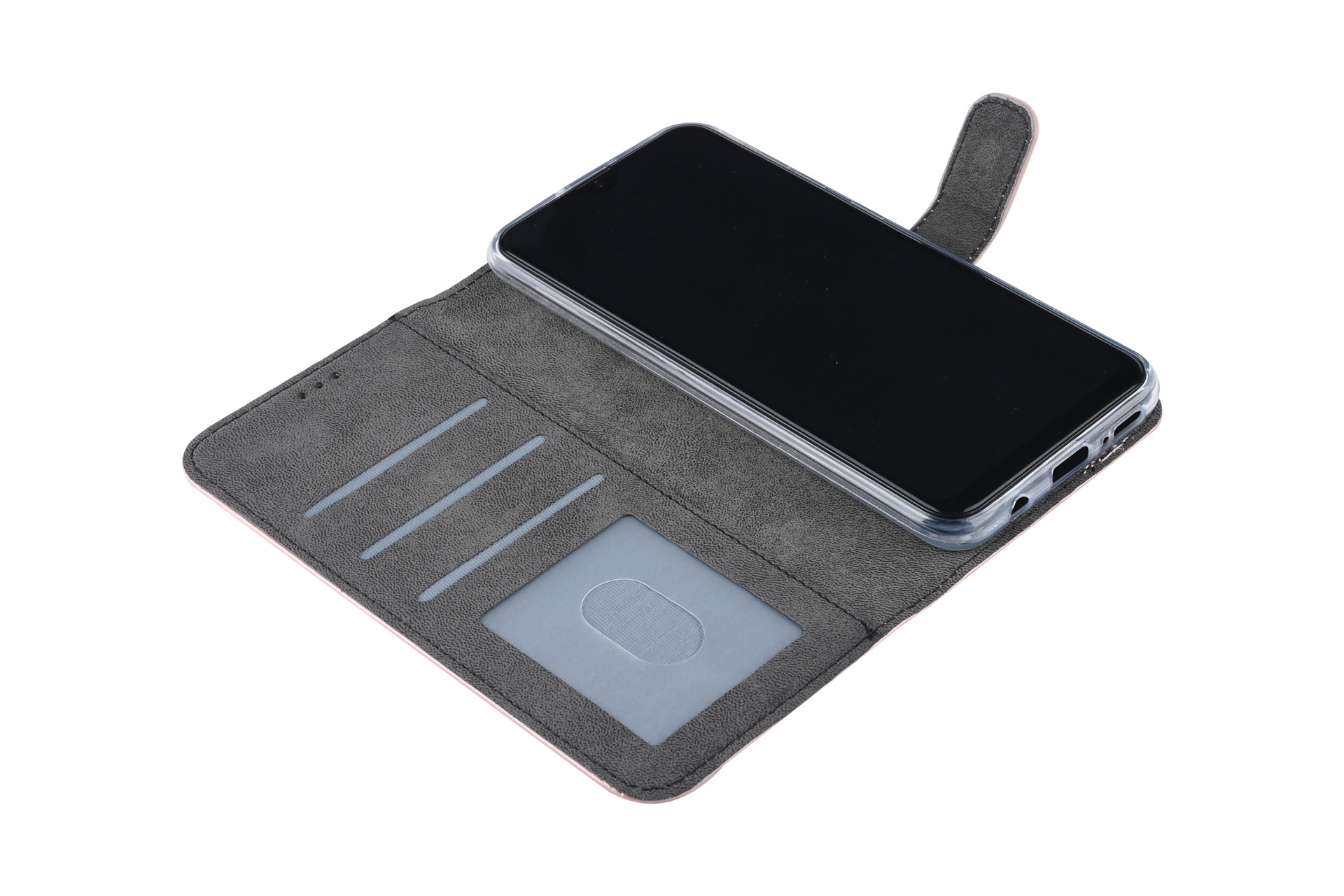 RoseGold hoesje Samsung Galaxy A20 Book Case - Pasjeshouder - Magneetsluiting (A205F), foto 5 van 6