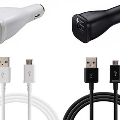 Samsung Car Phone Charger - Micro USB - White