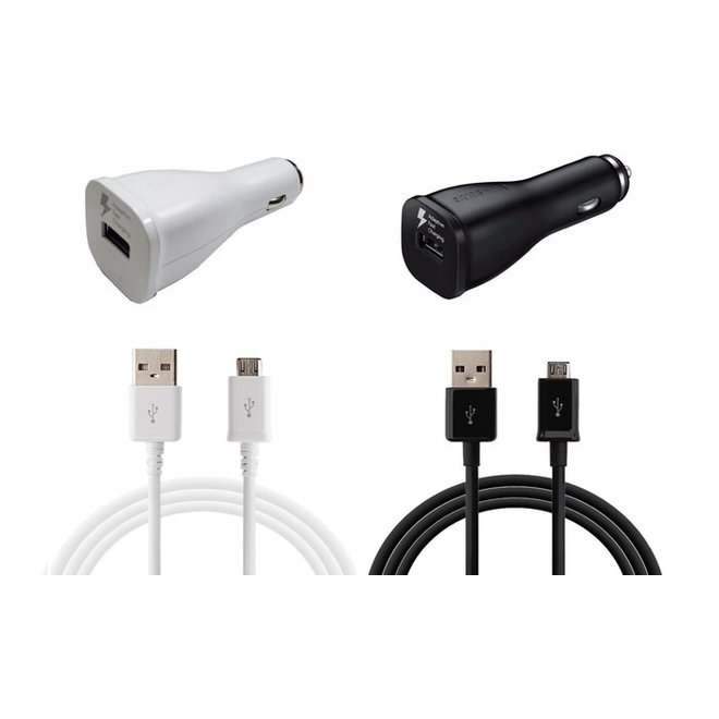 Muvit - Chargeur voiture 2usb 2.4a + cable plat usb micro usb 1