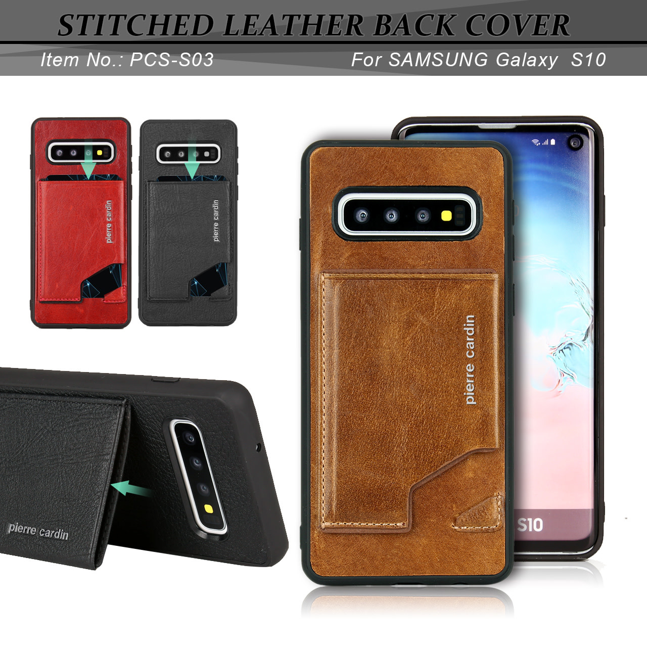 Pierre Cardin Pierre Cardin Backcover voor Samsung Galaxy S10 - Rood, foto 3 van 3
