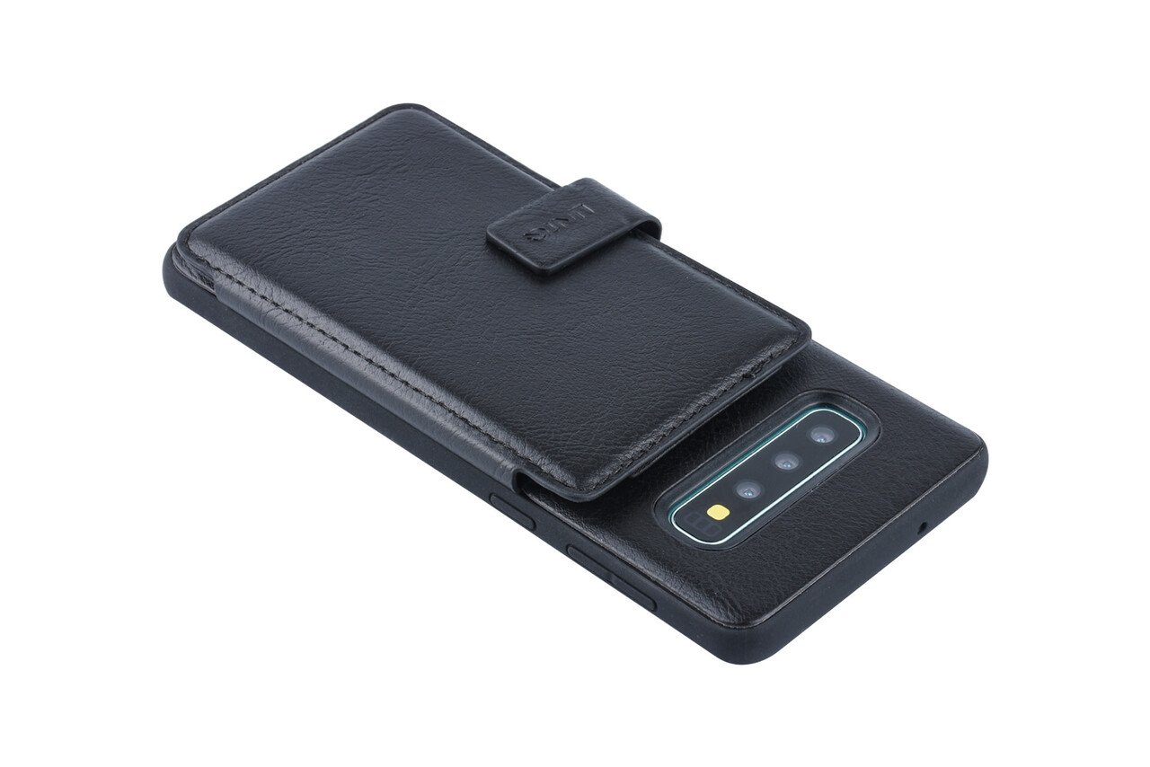 UNIQ Accessory UNIQ Accessory Galaxy S10 Kunstleer Backcover hoesje met clip pasjeshouder - Zwart UNIQ Accessory UNIQ Accessory Galaxy S10 Kunstleer Backcover hoesje met clip pasjeshouder - Zwart