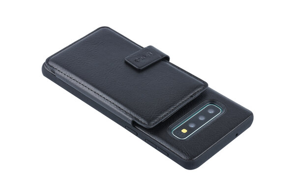 UNIQ Accessory UNIQ Accessory Galaxy S10 Kunstleer Backcover hoesje met clip pasjeshouder - Zwart UNIQ Accessory UNIQ Accessory Galaxy S10 Kunstleer Backcover hoesje met clip pasjeshouder - Zwart