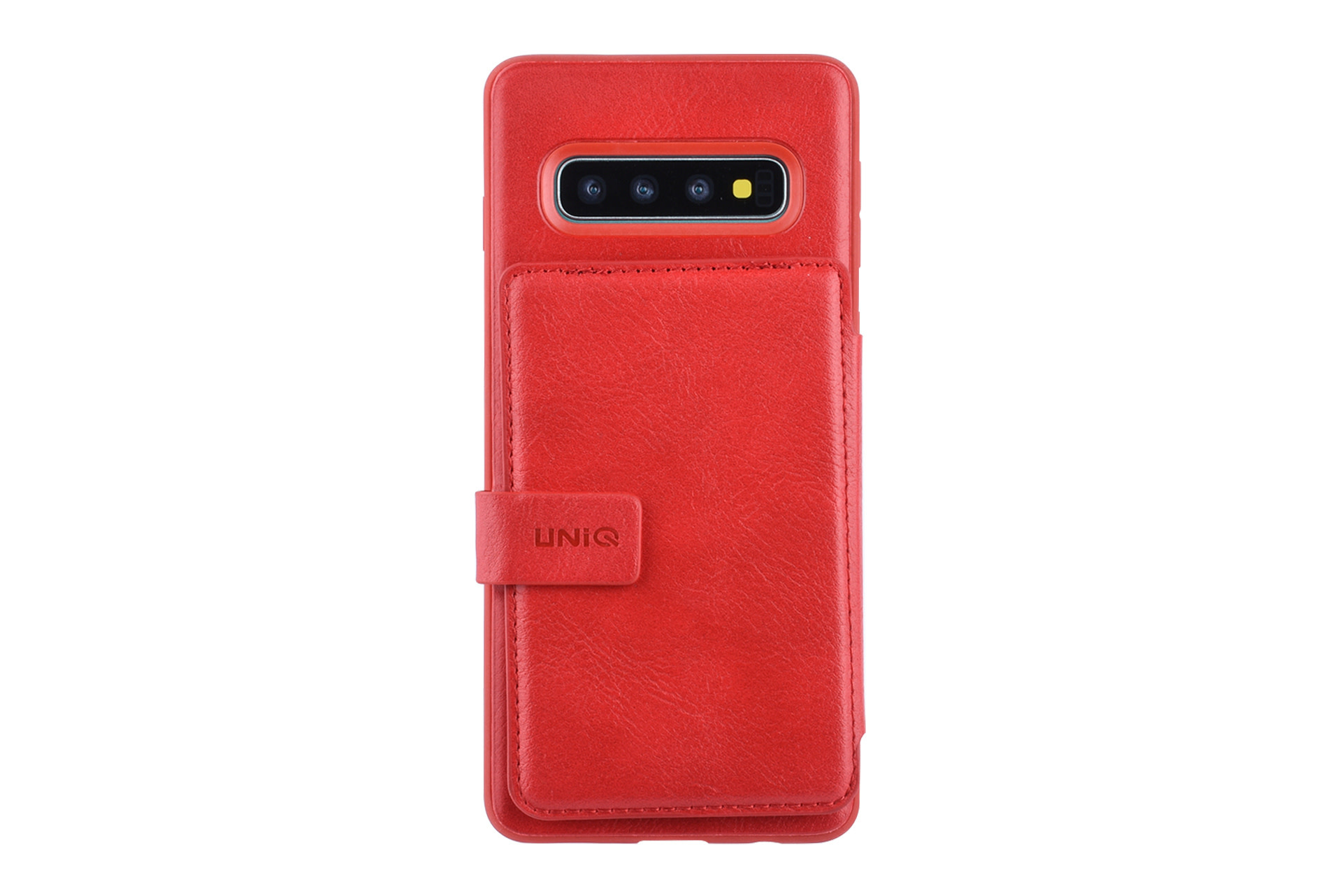 UNIQ Accessory UNIQ Accessory Galaxy S10 Kunstleer Backcover hoesje met clip pasjeshouder - Rood, foto 2 van 6