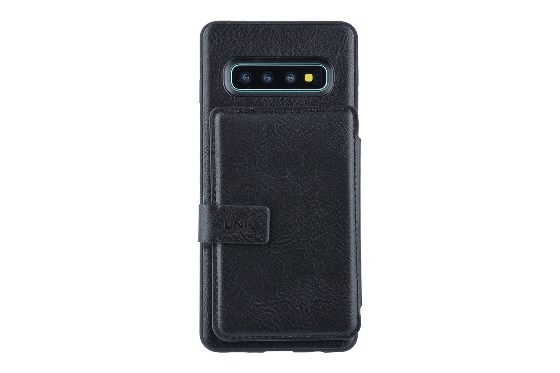 UNIQ Accessory UNIQ Accessory Galaxy S10 Plus Kunstleer Backcover hoesje met clip pasjeshouder - Zwart, foto 2 van 6