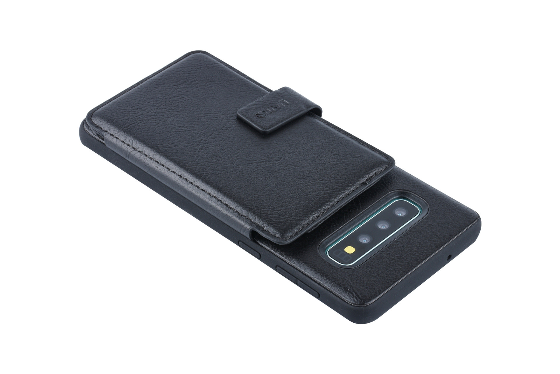 UNIQ Accessory UNIQ Accessory Galaxy S10 Plus Kunstleer Backcover hoesje met clip pasjeshouder - Zwart, foto 6 van 6