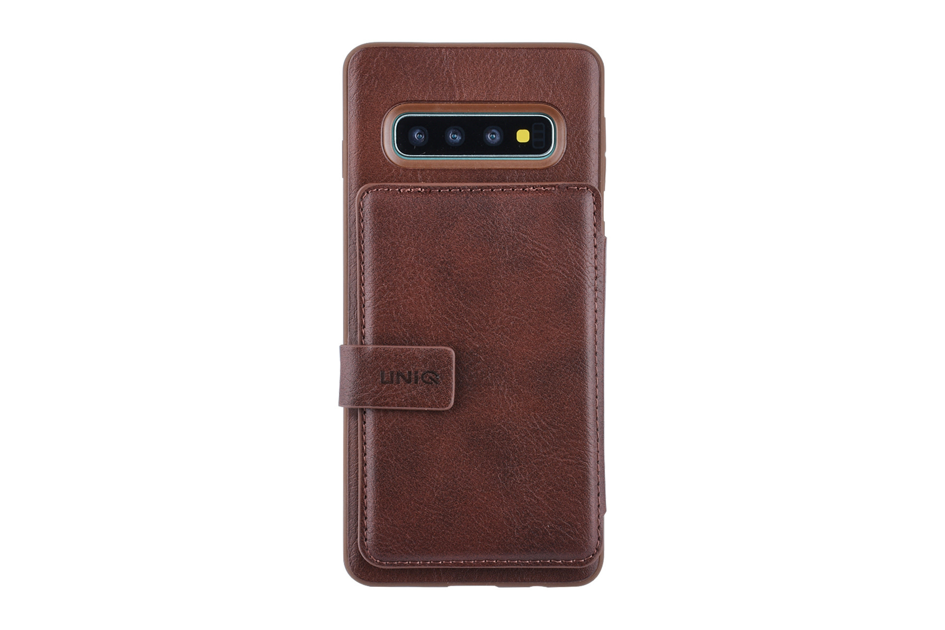 UNIQ Accessory UNIQ Accessory Galaxy S10 Plus Kunstleer Backcover hoesje met clip pasjeshouder - Bruin, foto 3 van 6