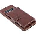 UNIQ Accessory UNIQ Accessory Galaxy S10 Plus Kunstleer Backcover hoesje met clip pasjeshouder - Bruin