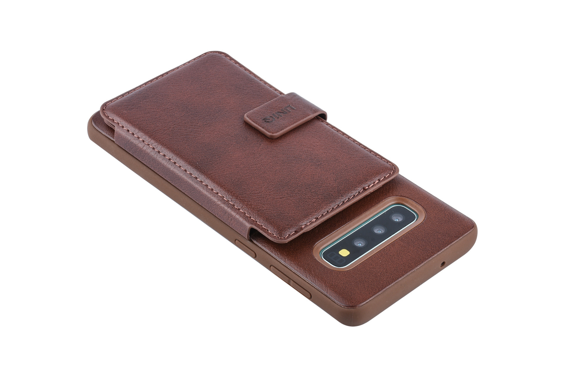 UNIQ Accessory UNIQ Accessory Galaxy S10 Plus Kunstleer Backcover hoesje met clip pasjeshouder - Bruin, foto 5 van 6