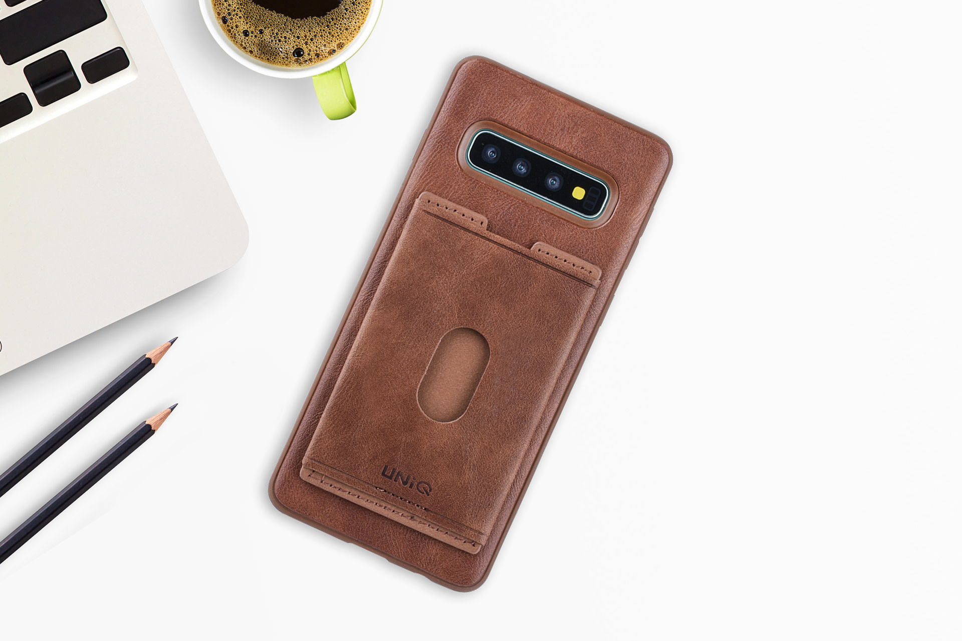 UNIQ Accessory UNIQ Accessory Galaxy S10 Kunstleer Backcover hoesje met portemonnee - Bruin