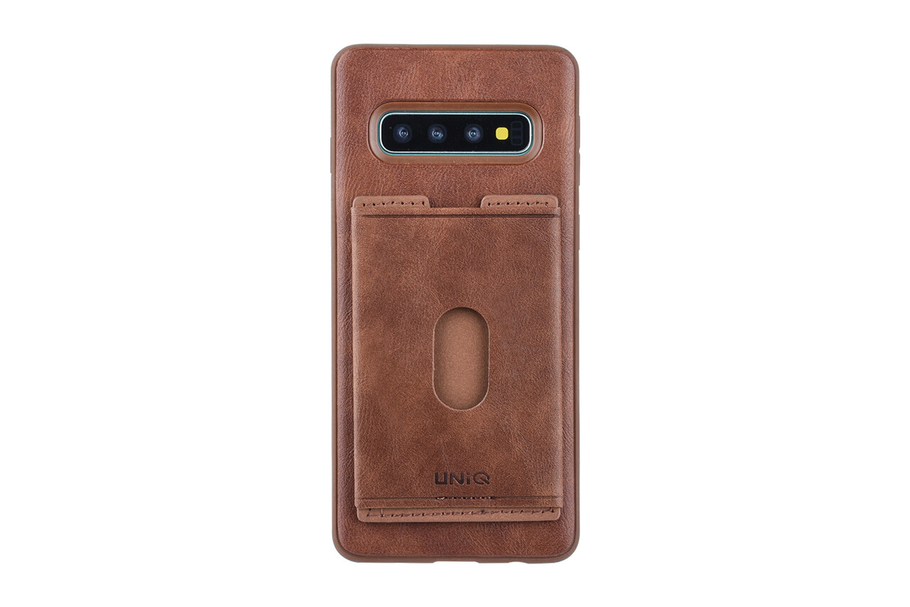 UNIQ Accessory UNIQ Accessory Galaxy S10 Kunstleer Backcover hoesje met portemonnee - Bruin UNIQ Accessory UNIQ Accessory Galaxy S10 Kunstleer Backcover hoesje met portemonnee - Bruin