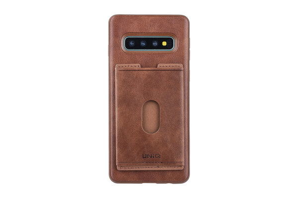 UNIQ Accessory UNIQ Accessory Galaxy S10 Kunstleer Backcover hoesje met portemonnee - Bruin UNIQ Accessory UNIQ Accessory Galaxy S10 Kunstleer Backcover hoesje met portemonnee - Bruin