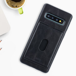 UNIQ Accessory Galaxy S10 Plus Kunstleer Backcover hoesje met portemonnee - Zwart